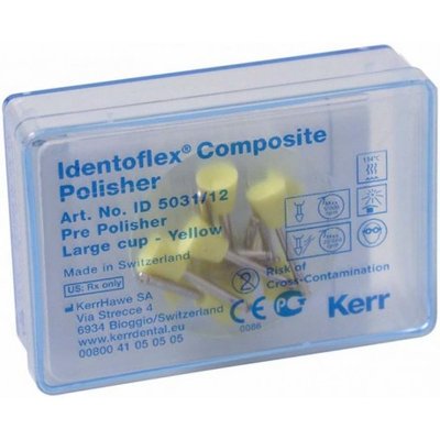 Nástroj na přeleštění kompozita - žlutá gumička - velký kalíšek, 12 ks