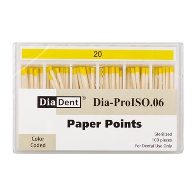 Papír.čepy DiaDent 020 kalibrované, kón. 6%