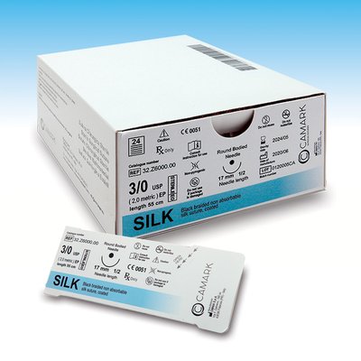 Camark šití SILK - 6003 – SILK 3/0 RC 16 mm 3/8 – 55 cm 24 ks