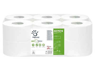 Toaletní papír PAPERNET BioTech JUMBO 190 2-vrstvá celulóza, průměr 19 cm návin 140 m - 12 rolí