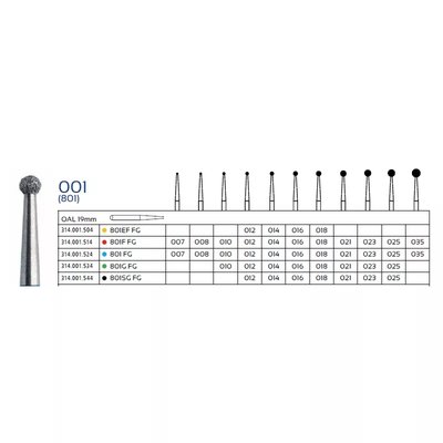 801G FG Wiertło diamentowe na turbinę IQDENT Premium kulka zielona 5szt
