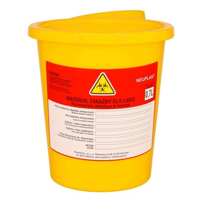 Pojemnik na odpady medyczne żółty 0,7 l