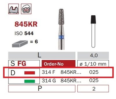 Diaswiss 845KR červená, 6ks/balení - 025 mm