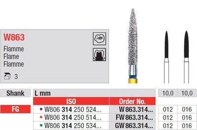 Edenta W863 - White Tiger diamantové nástroje, dlhý plameň - 3 ks