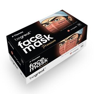 Maseczki Begreat IIR, 3-warstwowe, hipoalergiczne – coral pink – 50 pcs