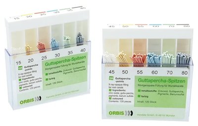 ORBIS Gutaperčové čepy, ISO 040, L28, balení 120 ks