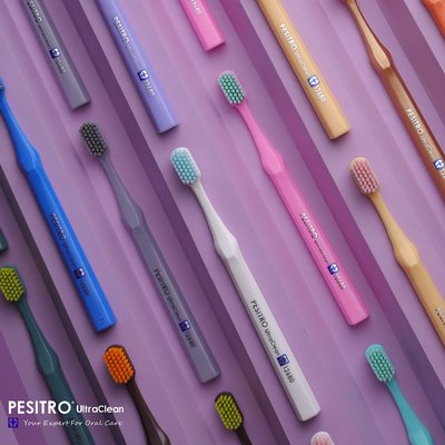 FeatherSoft 12680 zubní kartáček Extra Jemný - Šedé–růžové štětinky (29B)