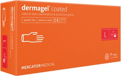 Vyšetřovací rukavice latexové dermagel L