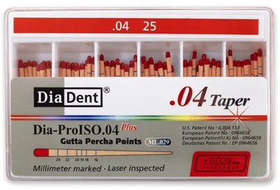 Gutta čepy Diadent 25/04 kalibr.