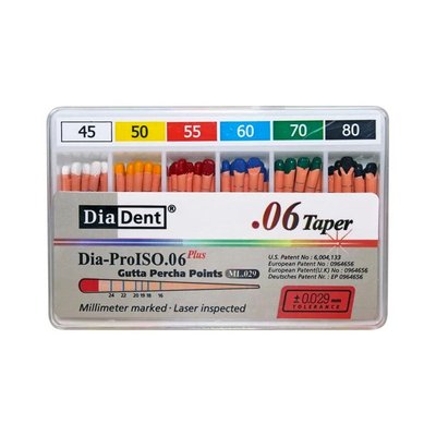 DiaDent Gutaperčové Čepy Dia-Pro ML.029 04Taper Sortimen ISO45-80 60ks