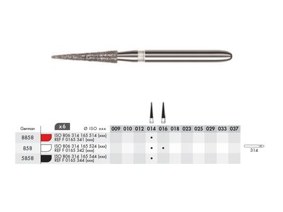 Diamant - kónický špičatý FG (6ks)