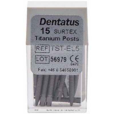 Titanové čepy Dentatus - extra dlouhé (14,2 mm), průměr 1,65 mm, 15 ks