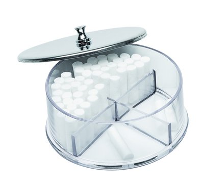 Nádobka na vatové valčeky s priehradkami