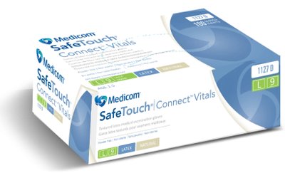 Medicom Safetouch Connect Vitals - nepudrované latexové rukavice, velikost L, neutrální barva, 100 ks