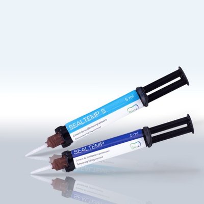 SEAL TEMP S, Dočasný pryskyřičný cement, střední síla retence, pro normální dočasné můstky a korunky, 2 x 5ml dvojitá stříkačka + 20 mísících špiček