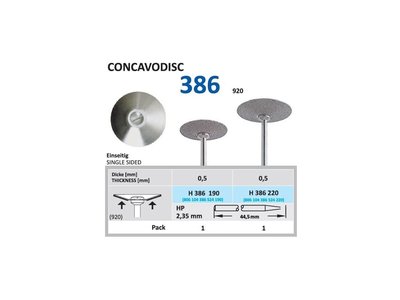 Diamantový disk CONCAVODISC - sypaný ze spodu, H386, 1,9cm, normal