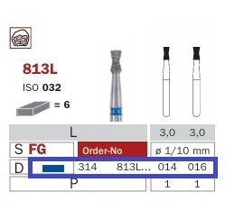 Diaswiss 813L modrá, 6ks/balení - 014 mm