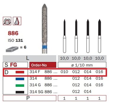 Diaswiss 886 červená, 6ks/balení - 010 mm
