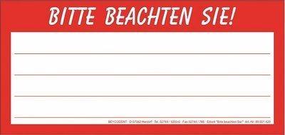 Etikett "Bitte Beachten"