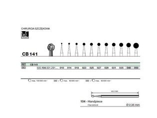 Wiertła chirurgiczne węglik spiekany na prostnicę D+Z CB141 - WARIANTY