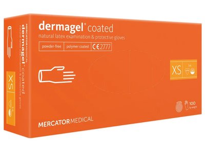 Vyšetřovací rukavice DERMAGEL, bílá, 100ks - Velikost: S