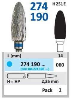 HORICO tvrdokovová fréza - vajíčko 6,0 mm
