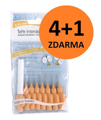 AKCE! TePe 0,45 mezizubní kartáčky oranžové 8 ks 4+1 ZDARMA