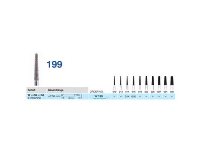 HORICO brousek diamantovaný - kónus zakulacený, W199, Ø 1,4mm