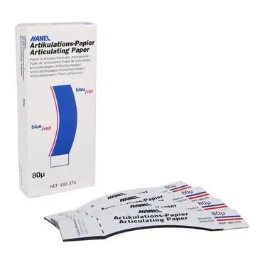 Artikulační papír Hanel 80 my U podkova modro-červený 144 pcs
