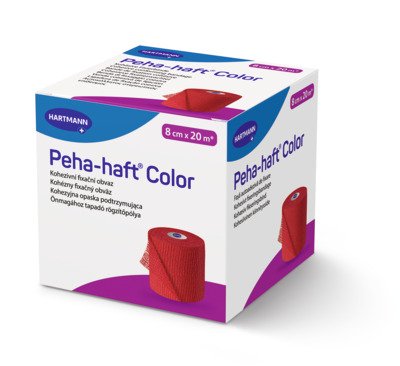 Peha-haft Color elastické fixační obinadlo červené 8 cm × 20 m