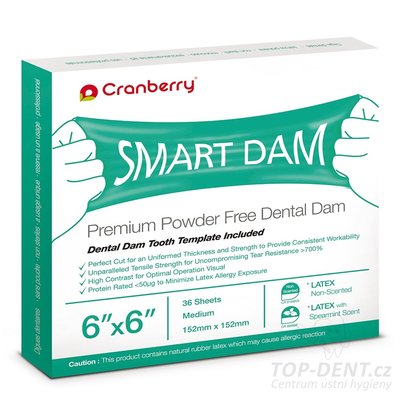 Cranberry Smart Dam Medium latexová blána 15x15 máta (zelená), 36ks