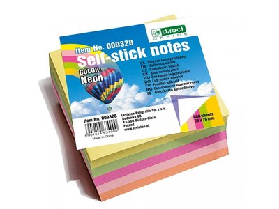 Samolepící bloček 76×76mm, mix neonových barev