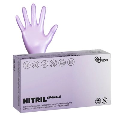 Rukavice Espeon NITRIL SPARKLE perleťově fialové - S