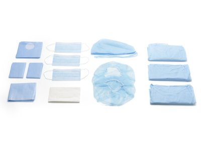 EURONDA chir.set Implant 5 setů (3xplášť, 3xrouška Euronda, 3xchir.čepice, 3x obdelníková ochrana, 1x ochrana s otvorem, 2x ruční utěrky 270105