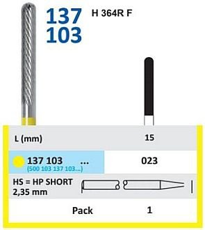 HORICO tvrdokovová fréza - valček zaoblený 2,3 mm