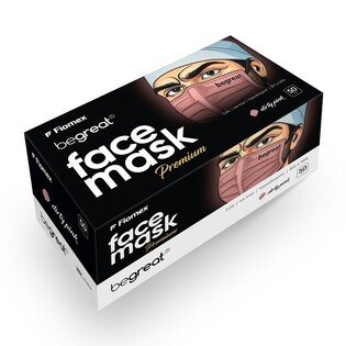 Maseczki Begreat IIR, 3-warstwowe, hipoalergiczne – dirty pink – 50 pcs