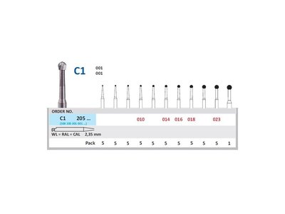 HORICO tvrdokovový vrtáček - kulička, C1205 (WL) - Parameter_0: Průměr 1,0mm (010)