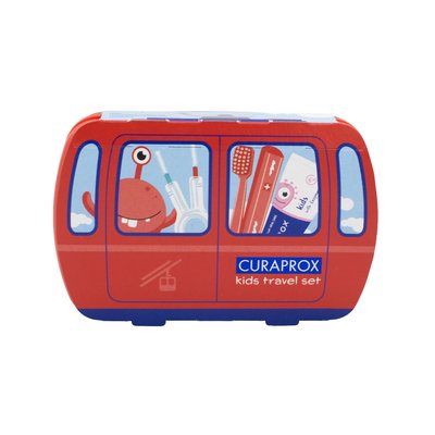 Curaprox Travel Set Kids cestovní sada pro děti - červená