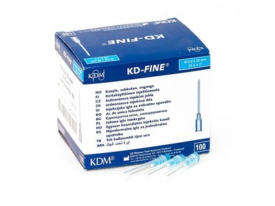 Jednorázová jehla KD-FINE - různé velikosti - Velikost: 0,6x30, 23G - modrá