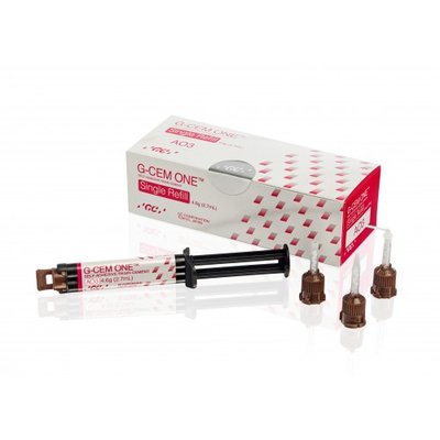 G-CEM ONE Single Refill AO3, 1 syringe (4,6g), 8x GC Automix Tips Regular, 2x GC Automix Endo tips