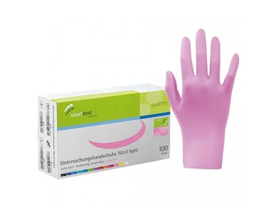 Smart nitrilové vyšetřovací rukavice light, růžové, 100ks, bez pudru - Velikost: XS