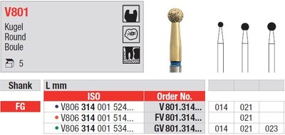 Edenta V801 - DiaCut guľaté diamantové nástroje - 5 ks