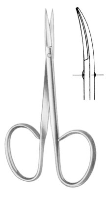 Nůžky oční hrotnaté zahnuté, 10 cm