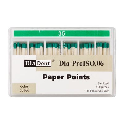 Papír.čepy DiaDent 035 kalibrované, kón. 6%