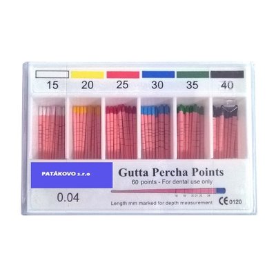 Pearl Dent Guttaperčové čepy - 2%, 120 ks, #20, kalibrované