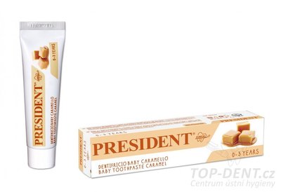 PresiDENT Baby dětská zubní pasta 0-3 let (karamelová), 30ml