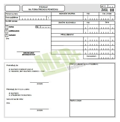 Poukaz na foniatrickou pomůcku, blok