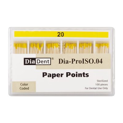 Papír.čepy DiaDent 020 kalibrované, kón. 4%