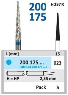 HORICO tvrdokovová fréza - kónus zaoblený 2,3 mm