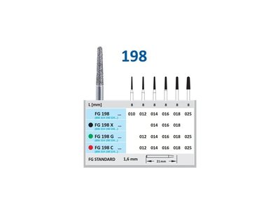 HORICO brousek diamantovaný - kónus zakulacený, FG198 - Parameter_0: C - jemná, Parameter_1: Průměr 1,6mm (016)